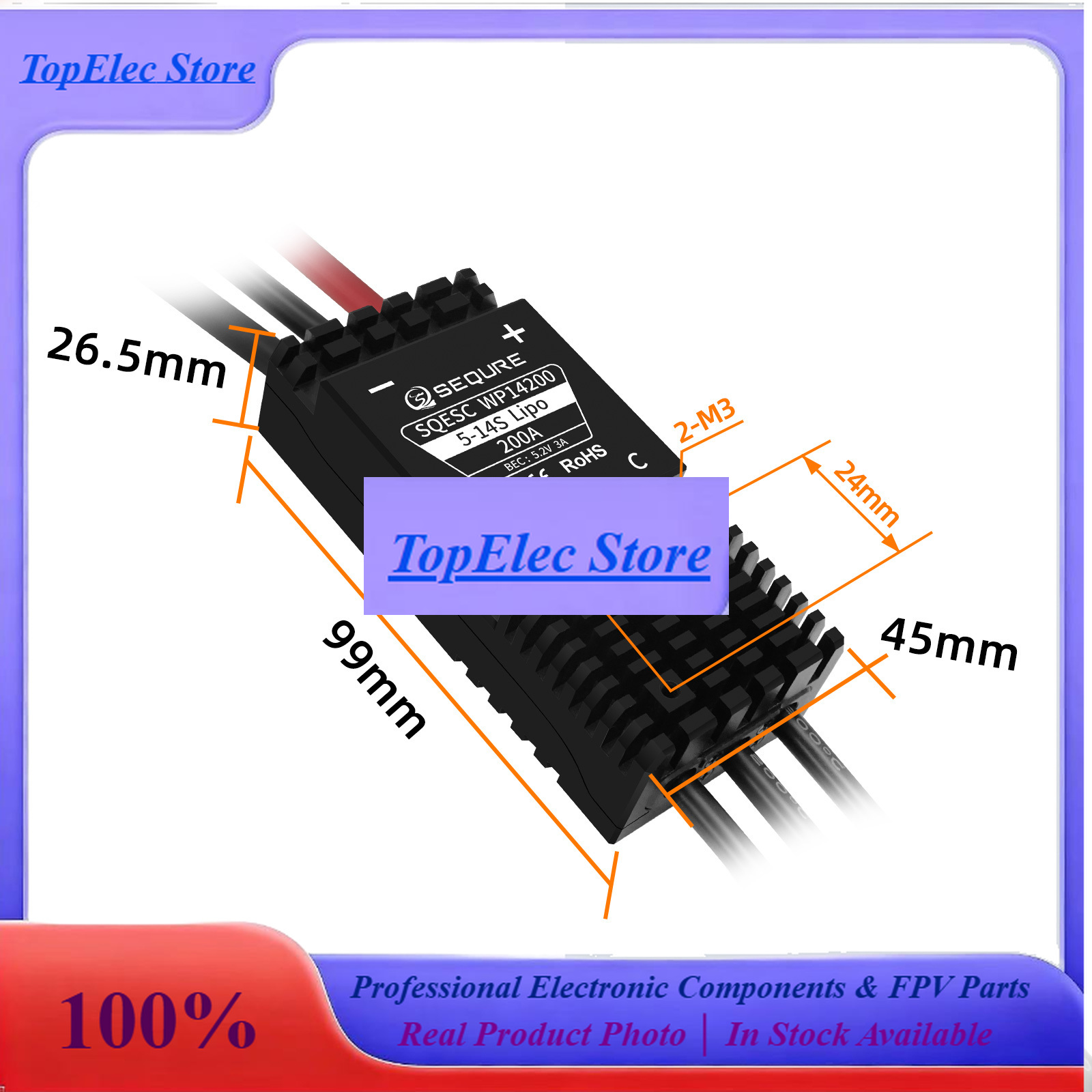 Efoil Esc 200A Waterproof - TopESSEQURE WP14200 IP68 Водонепроницаемый Бесщеточный ESC